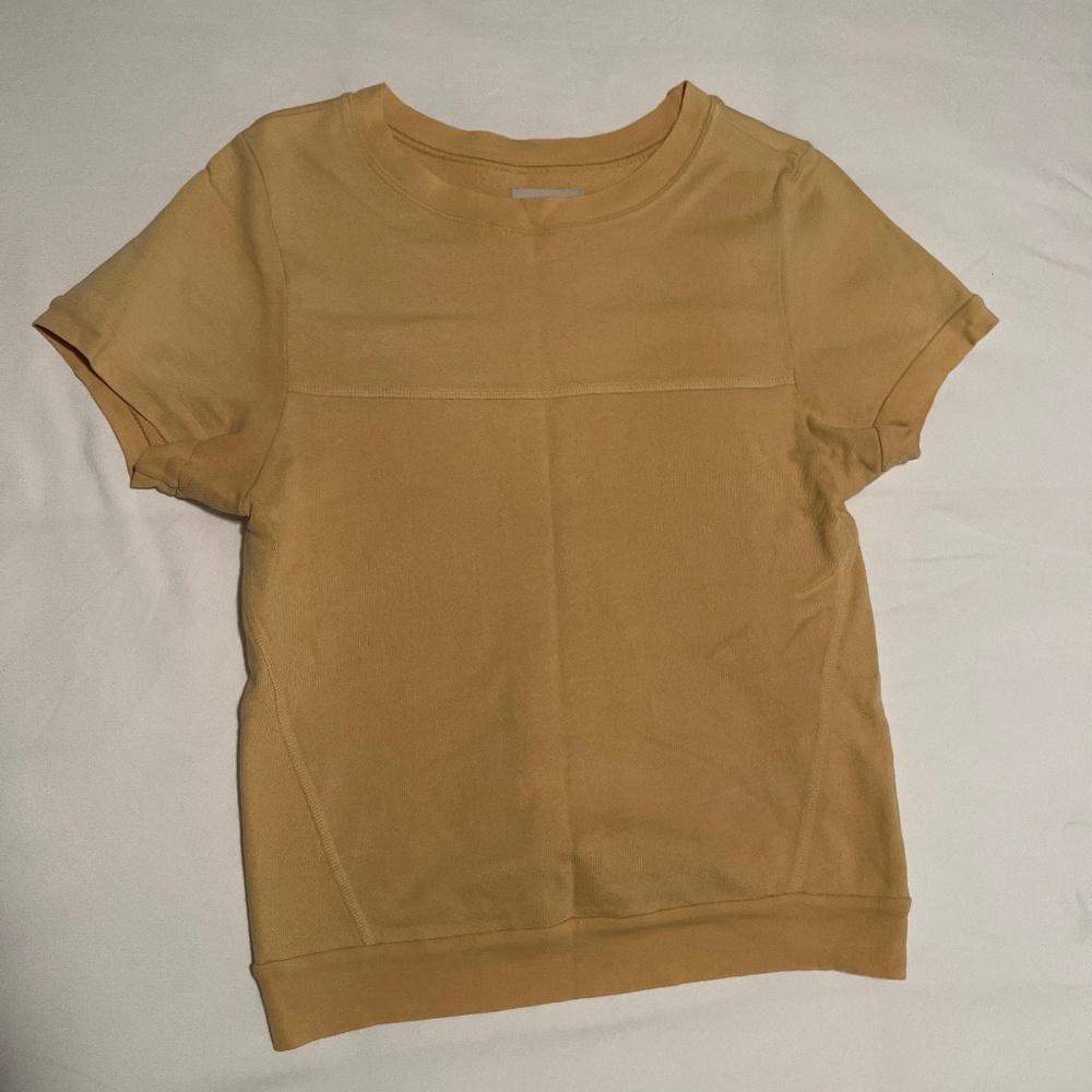 Mate the Label Faded Mustard Yellow Short Sleeve Sweatshirt Style Top Small